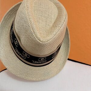 Cream Fedora with Black Logo Band